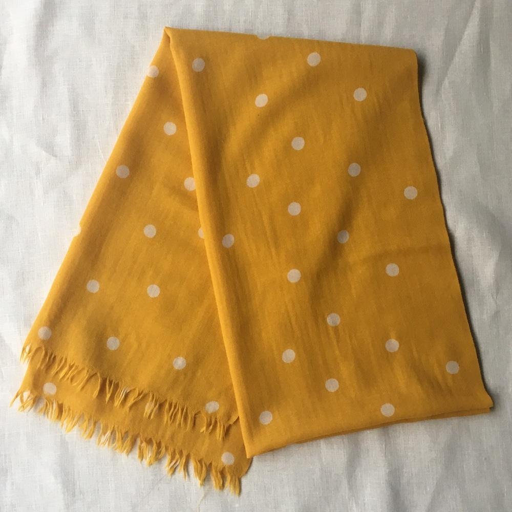 J.Crew Polkadot Scarf Gold and White